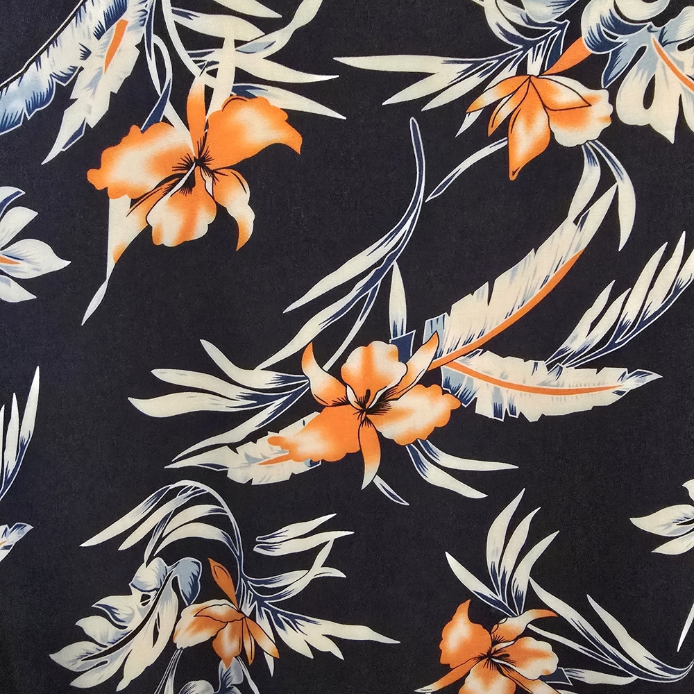 Tropical Print Navy Men's Shirt - Picture 3 of 5